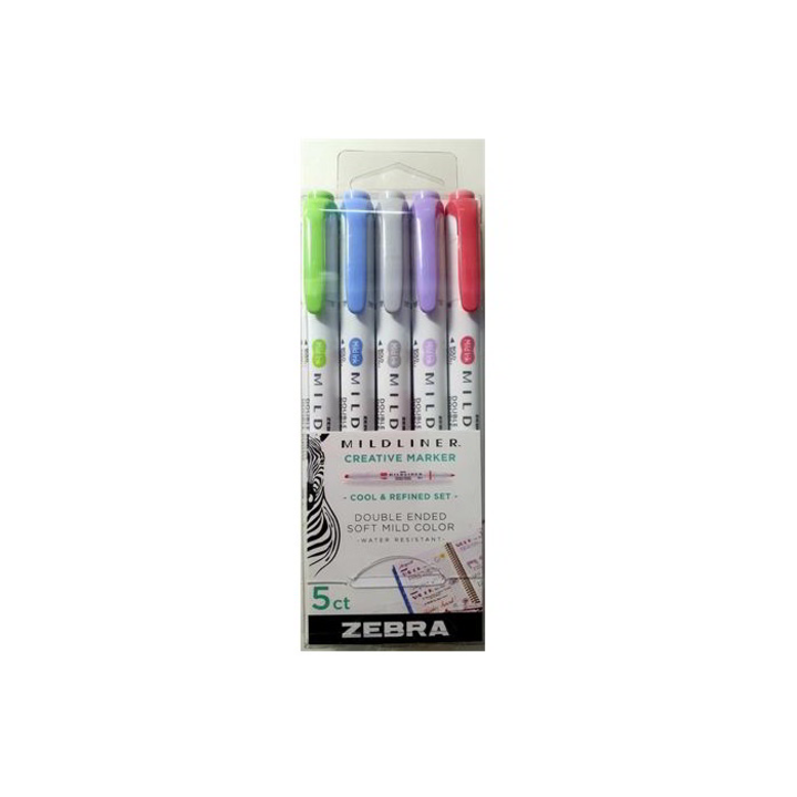 Set de iluminatoare cu doua capete Zebra Mildliner Cool & Refined, 5 culori