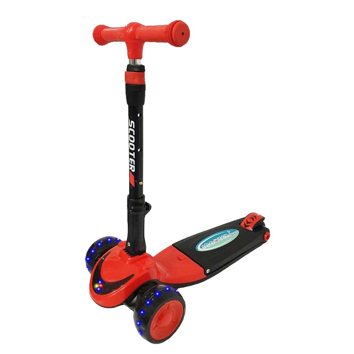 Átalakítható roller világítással és hanggal 2 az 1-ben RCO Scooter PC 77-A, piros