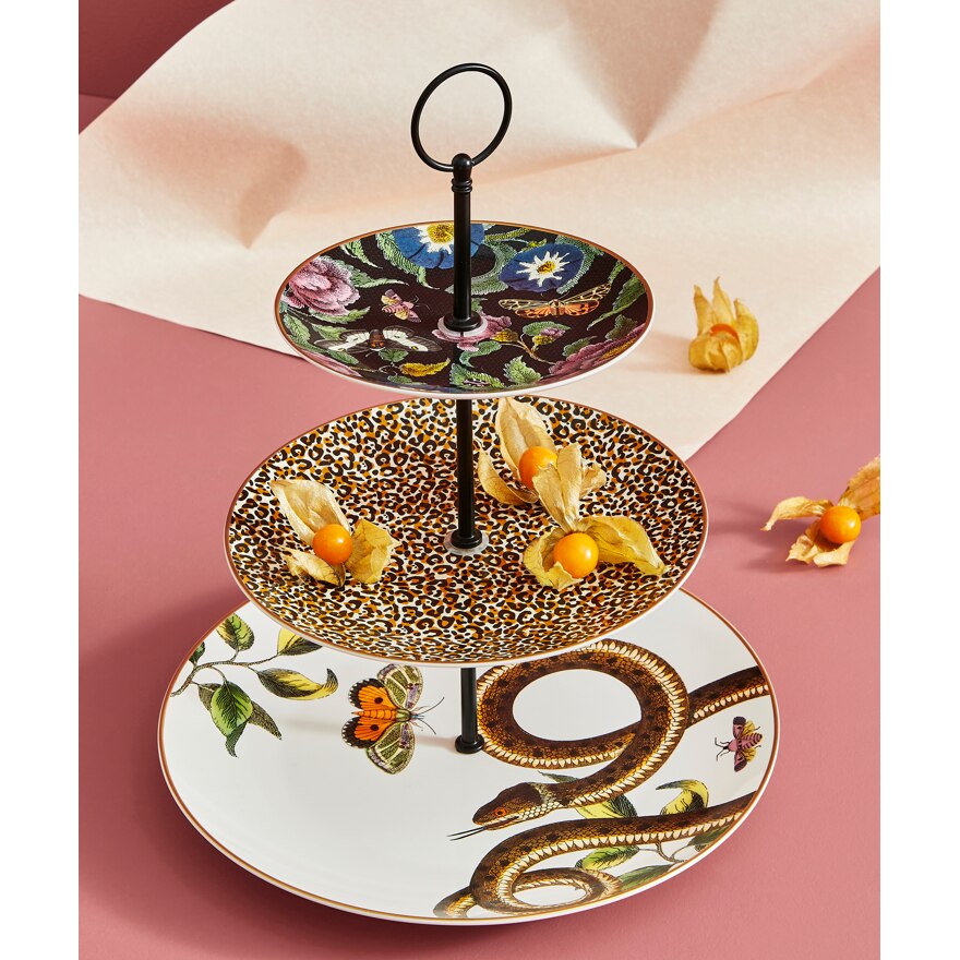 Soporte Para Tartas Spode 3 Niveles - Cerámica, Diseño Creatures Of Curiosity, Oro 22k, 15-27 Cm