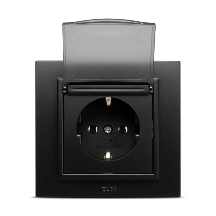 Priza Cu Capac CP Elbi Zena 16 A Incastrat Negru ST
