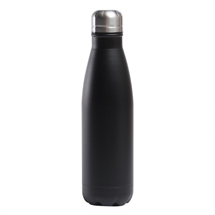 Изотермична бутилка, идеална за поддържане на температурата на напитката, сребрист капак, 750мл Черна