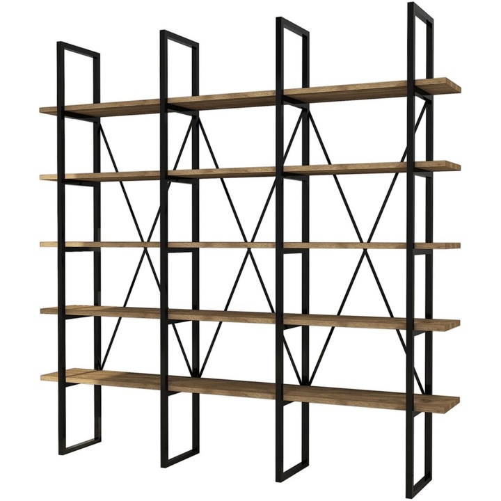 Biblioteca Kalune Design Master, PAL melaminat, 160x26x160xcm, Nuc/Negru