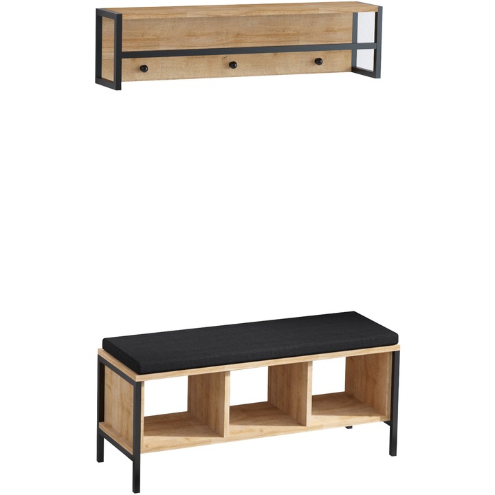 Kalune Design Anne kabáttartó, melamin bevonatú forgácslap, 100x35x43xcm, Tölgyfa