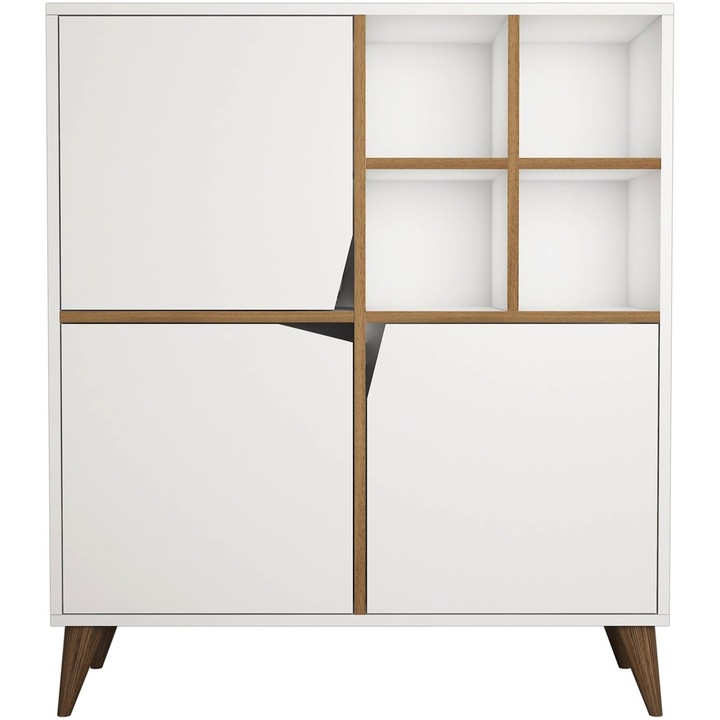 Dulap/Dressing multifunctional Kalune Design Pulse, PAL melaminat, 100x30x115xcm, Alb/Nuc