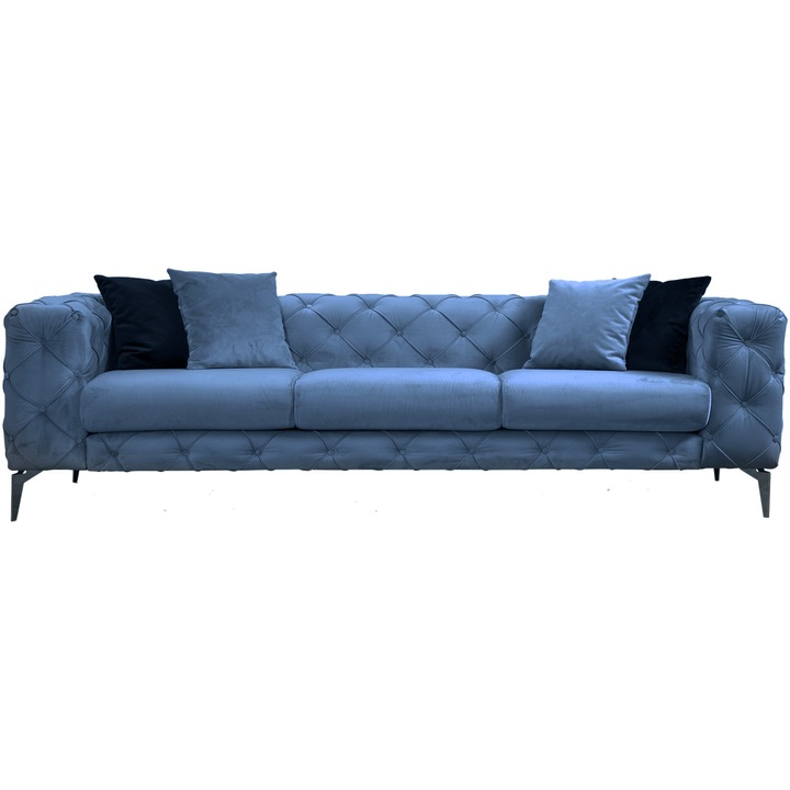 Canapea fixa cu 3 locuri Atelier Del Sofa Almira, 237x90x73cm, Albastru