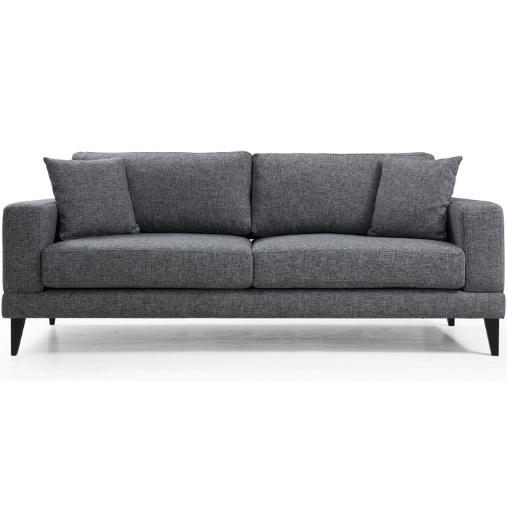 Canapea fixa cu 3 locuri Atelier Del Sofa Nordic, 210x85x90cm, Gri inchis