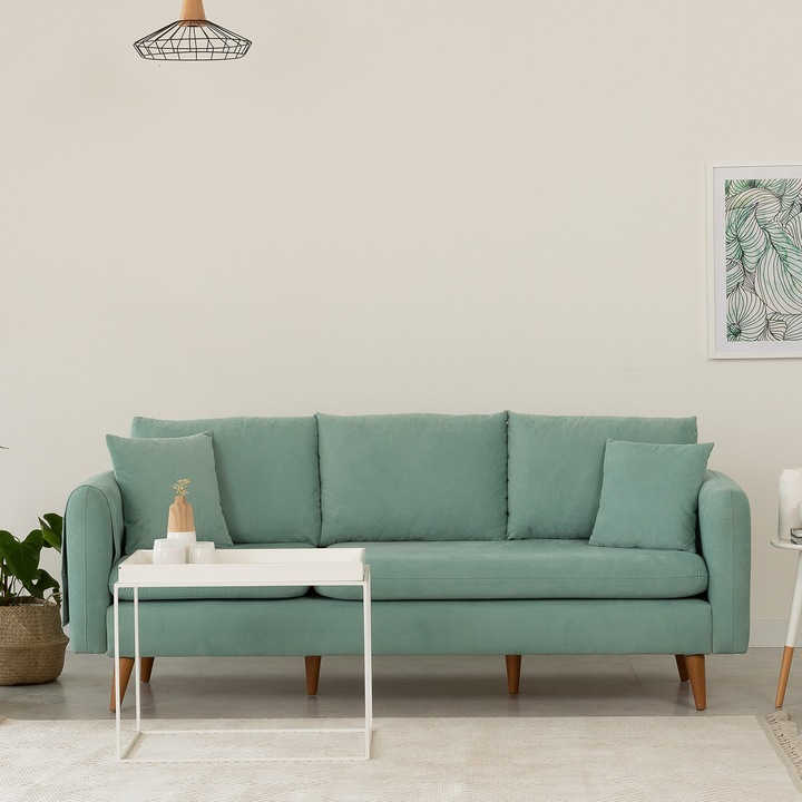 Диван Atelier Del Sofa Sofia с 3 места, 215x91x85 см, Морско зелен