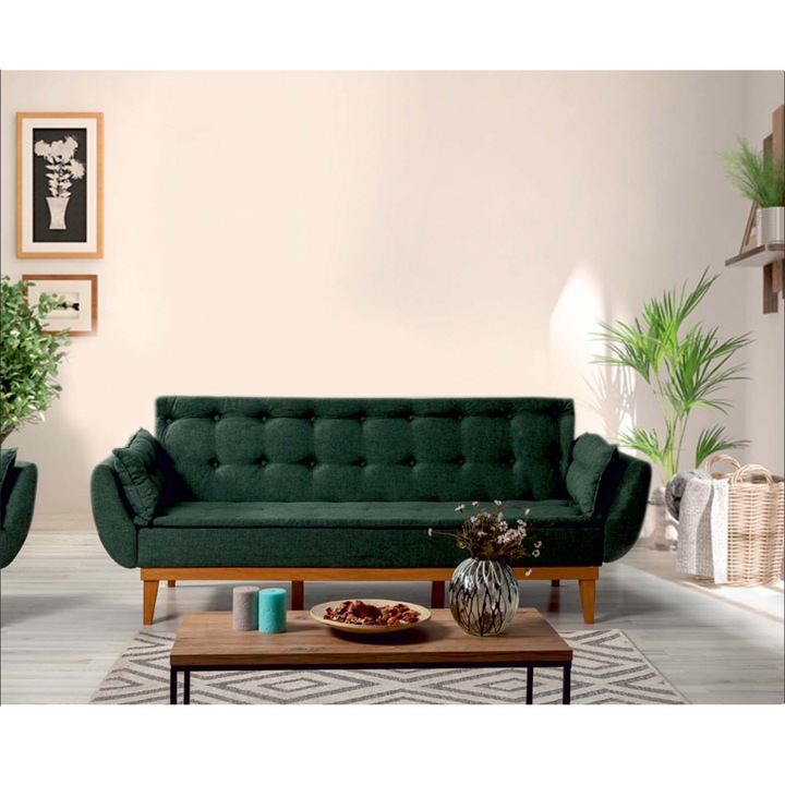 Canapea extensibila cu 3 locuri Atelier Del Sofa Ursula, 217x80x82cm, Verde