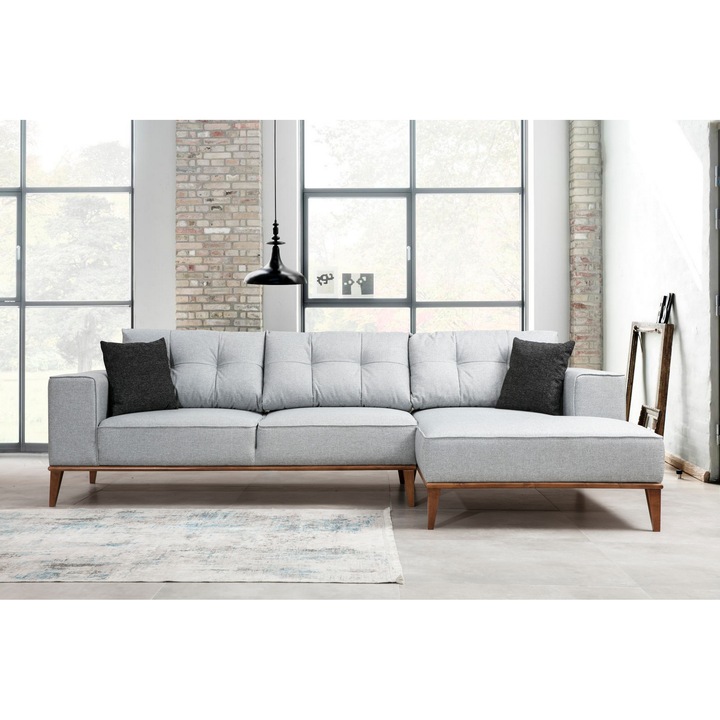 Coltar modular Atelier Del Sofa Ruth, 288x91x160cm, Gri deschis