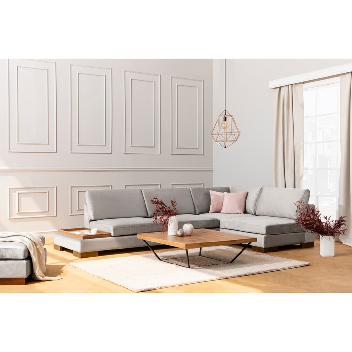 Coltar modular Atelier Del Sofa Tulip, 313x97x63cm, Gri deschis