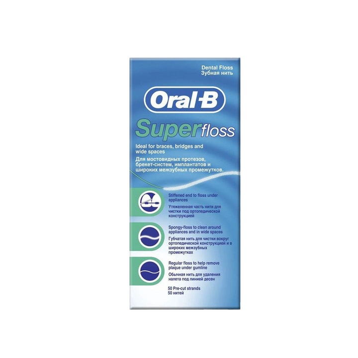 Конец за зъби, Oral-B, Superfloss, 50 бр, Предварително нарязан