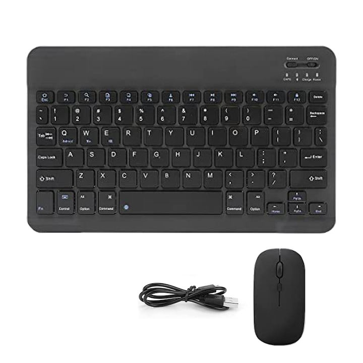 Kit tastatura/mouse, SIHOiSi, Wireless, 10'', Negru