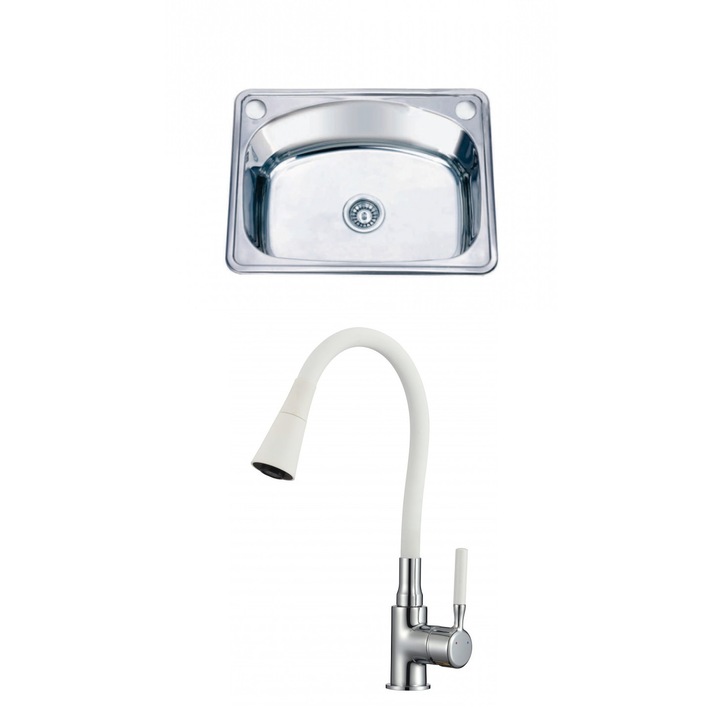 Set chiuveta de bucatarie, Inter Ceramic, 62 x 48 cm, Crom