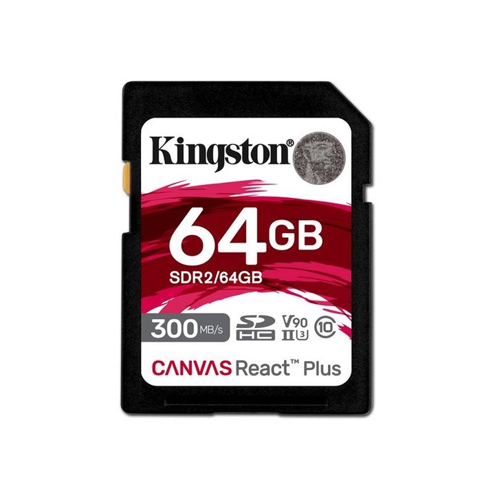 Карта с памет, Kingston, SD Canvas React Plus 64 GB, SDXC Class 10 UHS-II U3