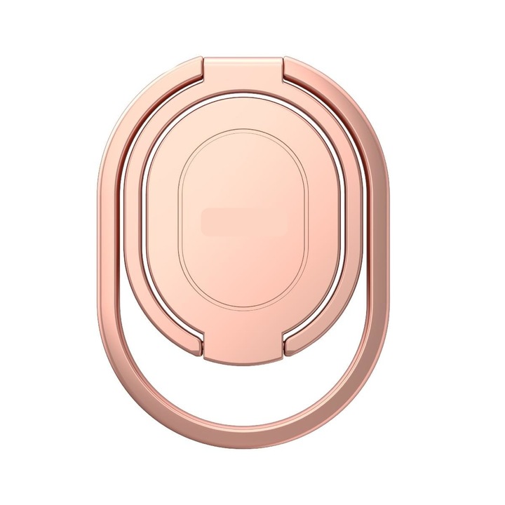 Suport adeziv metalic magnetic cu inel pentru telefon sau tableta, rotire 360 de grade, Rose-gold