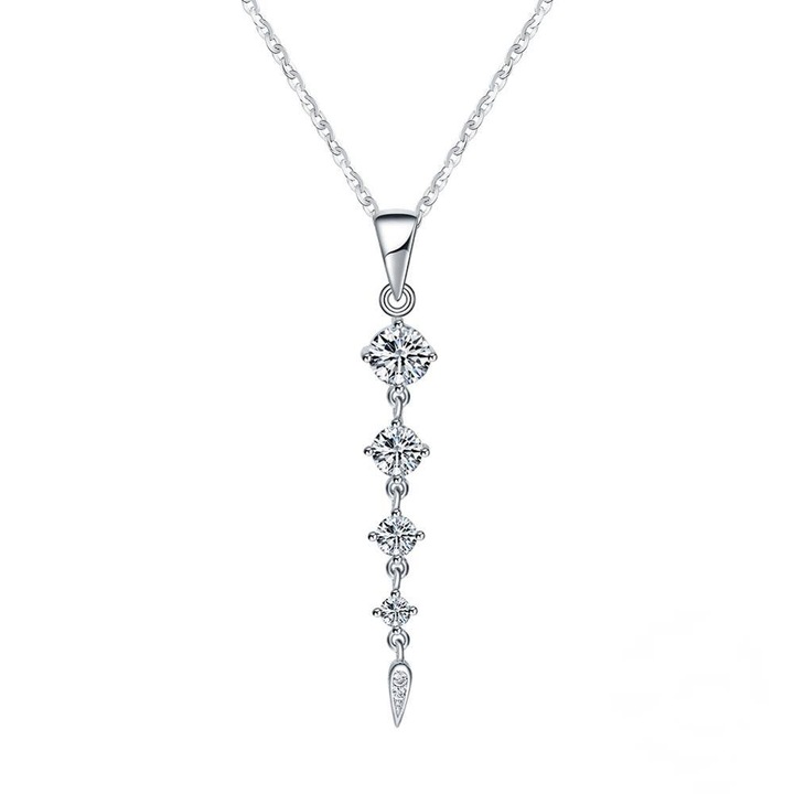 Colier din Argint cu cristale Zirconiu, placat cu Rodiu, Powerful Silver