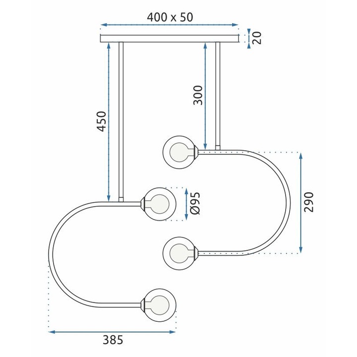 Lustra Tavan Suspendata Metal Sticla Gold 4 Surse G9 40W 720x760 mm