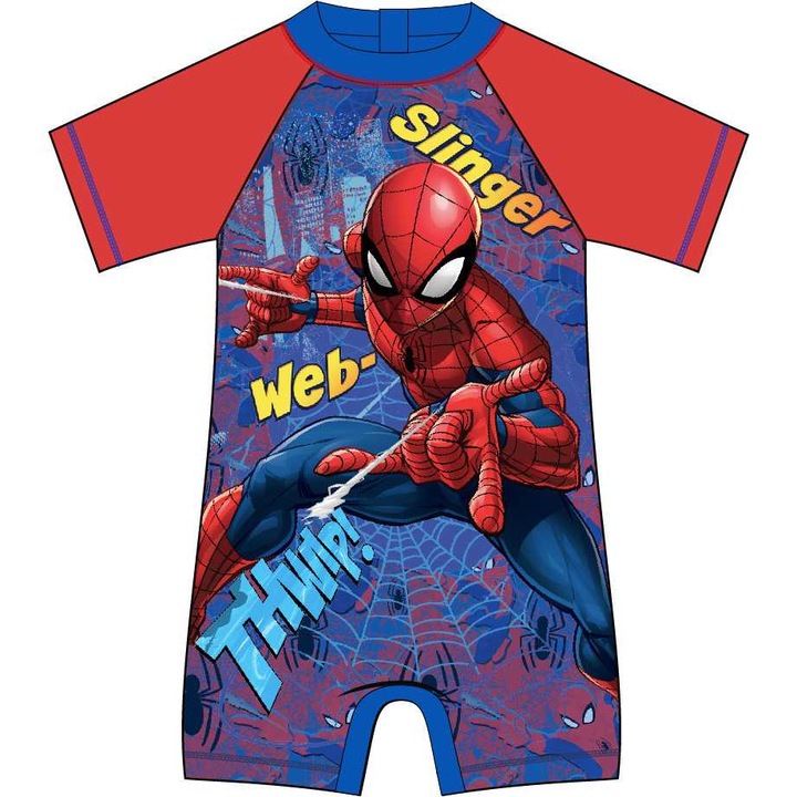 Costum de baie UV cu maneci scurte si fermoar Spiderman, EPMSPS52441437_4, EPLUSM, Albastru