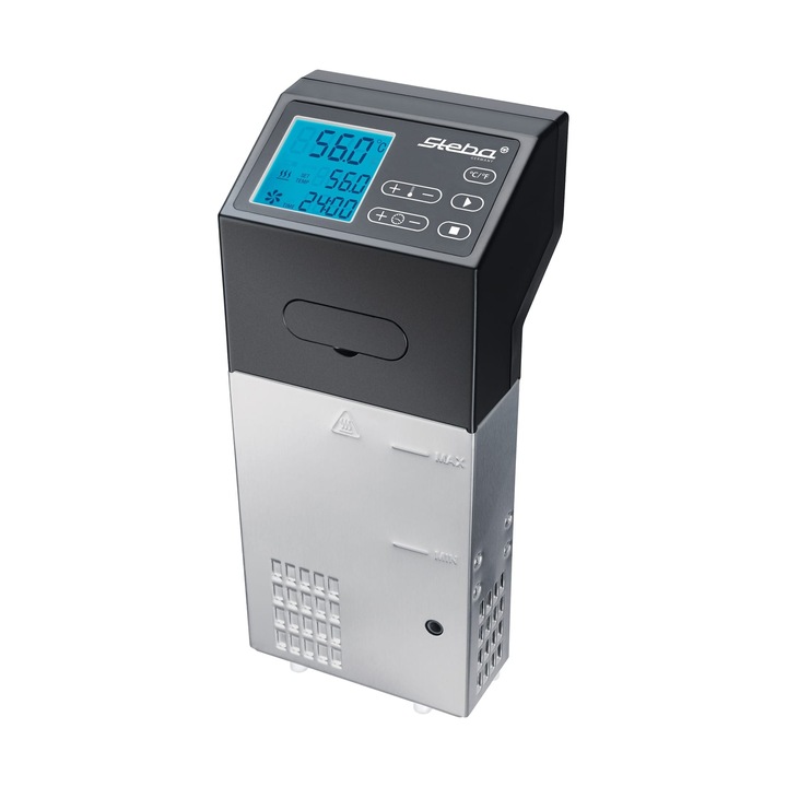 Stick pentru gatit Sous Vide Steba, SV 100 Profesional, 1500 W, capacitate incalzire 30 litri, timer, temperatura ajustabila, display digital, circulare apa 7.5l/min, inox/negru