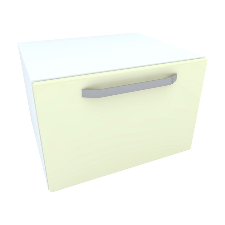 Comoda Armonia alba cu 1 usa si maner / front MDF Vanilie 60 x 52 x 43 cm