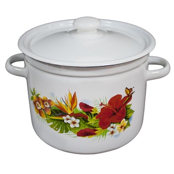 Oala emailata cu capac NOVOMOSKOVSK 9L décor URANIA Oala emailata cu capac NOVOMOSKOVSK 9L décor URANIA