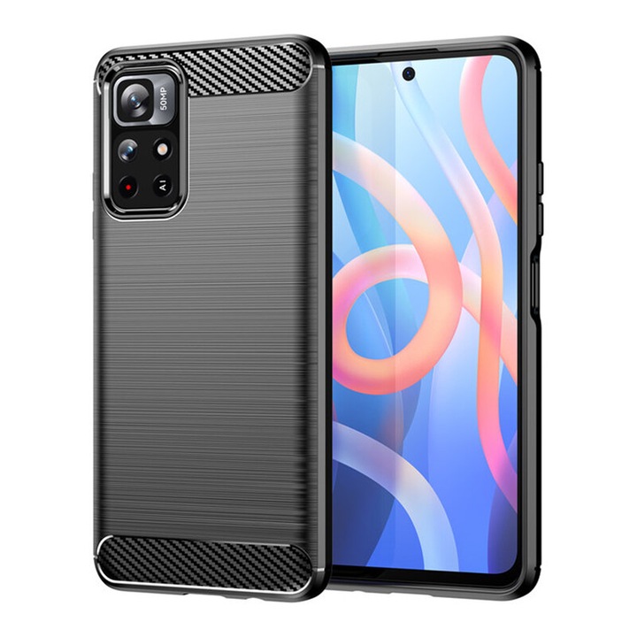 Кейс за Xiaomi Poco M4 Pro 5G, Forcell Carbon Silicone, черен