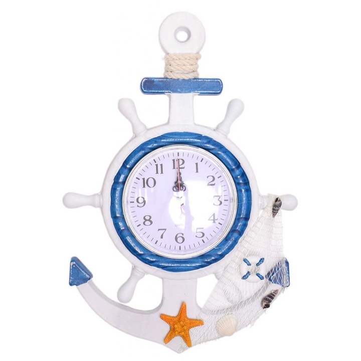 Декорация часовник, Морска звезда, Дървен, За окачване, 33х32 см