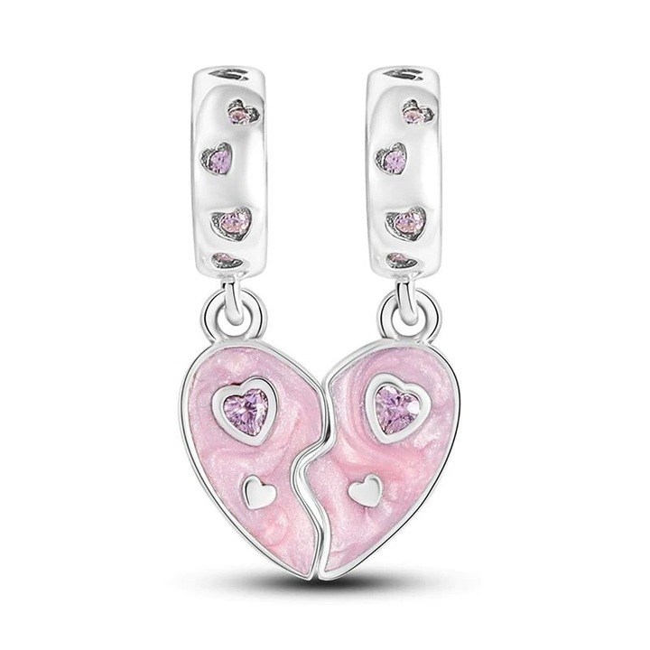 Talisman Argint 925, Charm compatibil Pandora – Jumatate din inima mamei