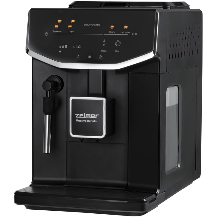 Кафеавтомат Zelmer Maestro Barista ZCM8121, Мощност 1325-1550W, 20 бара, Aroma Control, Автоматично изплакване, One Touch, Черен