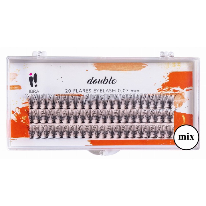 Двойни изкуствени мигли C, IBRA, 0.07, микс