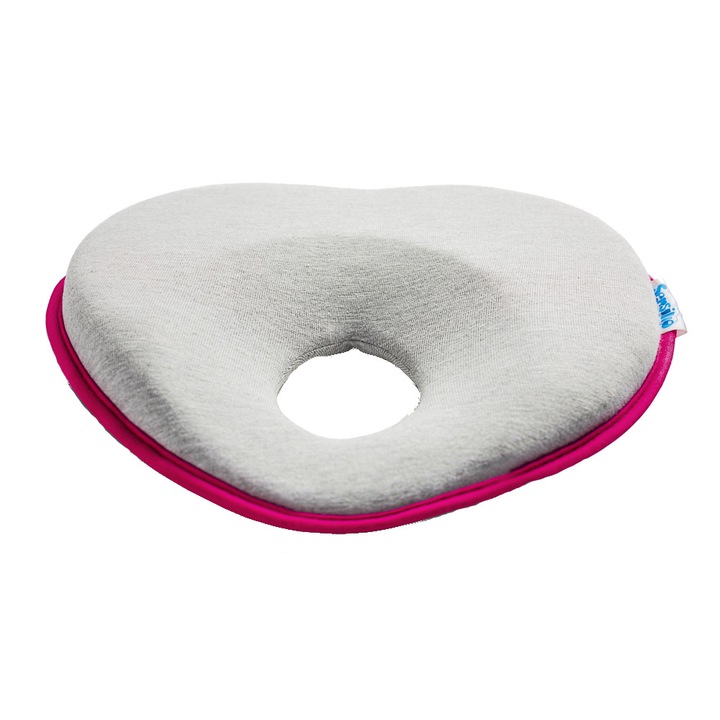 Pernuta ergonomica Sensillo Magenta 22x22 cm pentru formarea capului, material placut la atingere, potrivita pentru carucior/patut