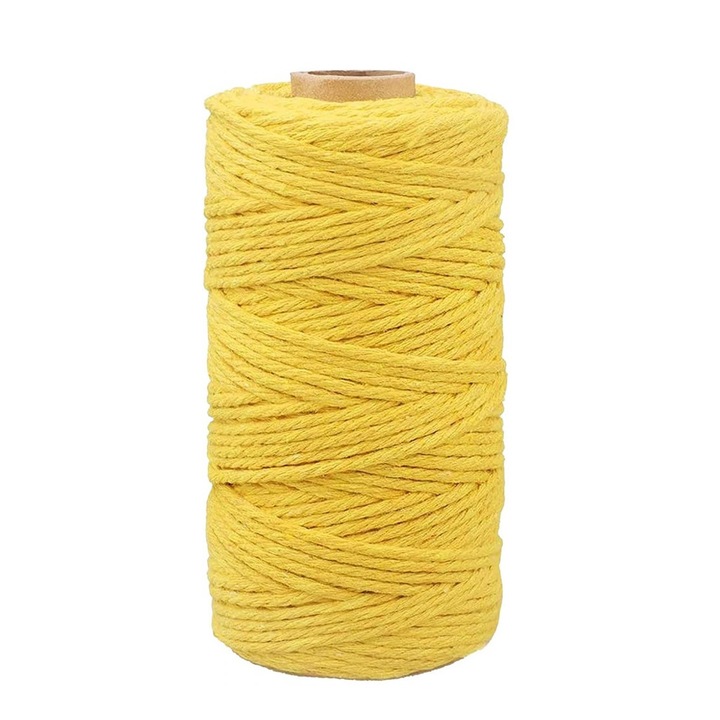 Sul de ata pentru macrame Mxjfyy, bumbac, galben, 110 m