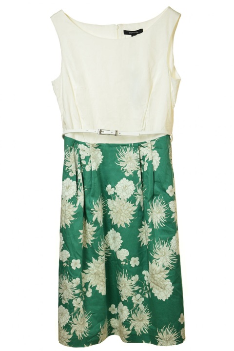 Дамска бяло-зелена рокля без ръкави Comma - 40