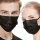 Комплект медицински маски за възрастни, Flippy, 50 броя, еднократни, 3 гънки, 3 слоя, с метална скоба за нос, Черен