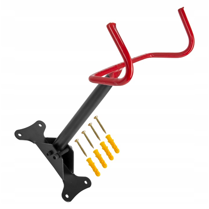 Kerékpártartó, Csavarok mellékelve, Acél, 38 cm, Fekete/Piros