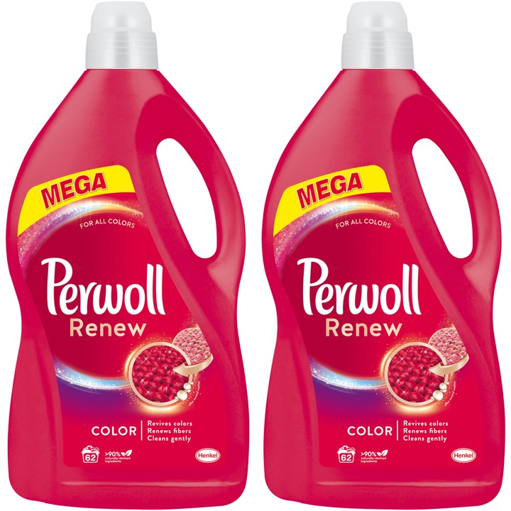 Detergent lichid pentru rufe Perwoll Renew Color, 124 spalari, 2x3,72L