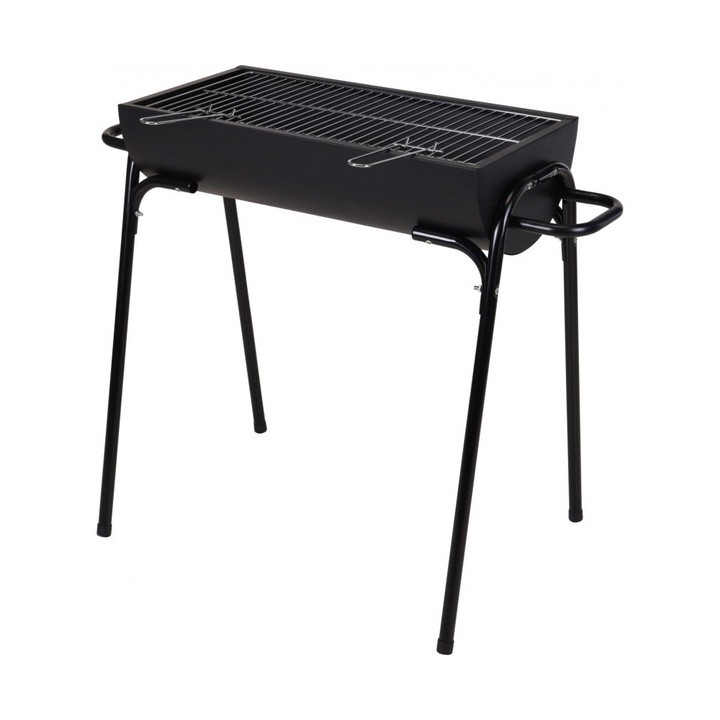 Премиум полуградинска скара, стомана, черна, 50x88xH72 см