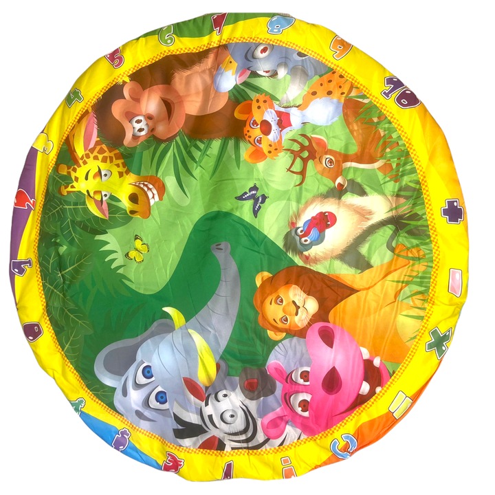 Saltea de joaca pentru bebelusi, animale din jungla, 84 cm