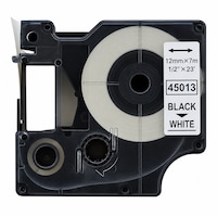 Etichete compatibile Dymo D1 45013 12mm negru pe fundal alb