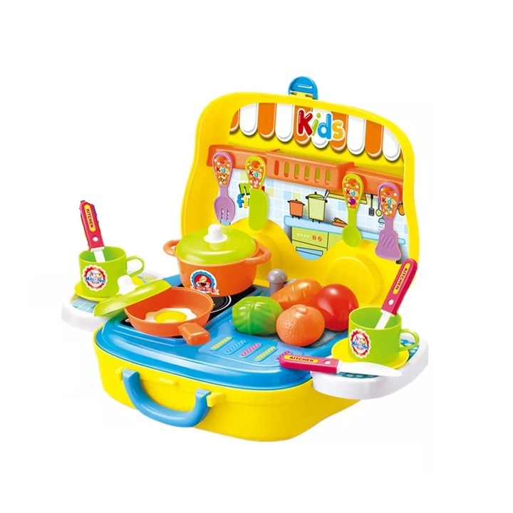 Set de joaca, Bucatarie tip ghiozdan, 15 accesorii