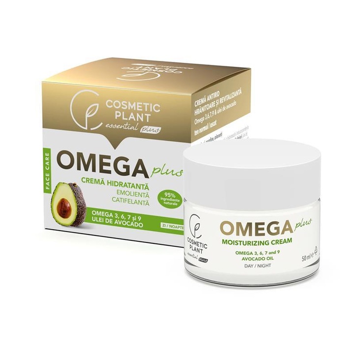 Емолиентен хидратиращ крем Cosmetic Plant, с Омега 3, 6, 7, 9 и масло от авокадо, 50 милилитра