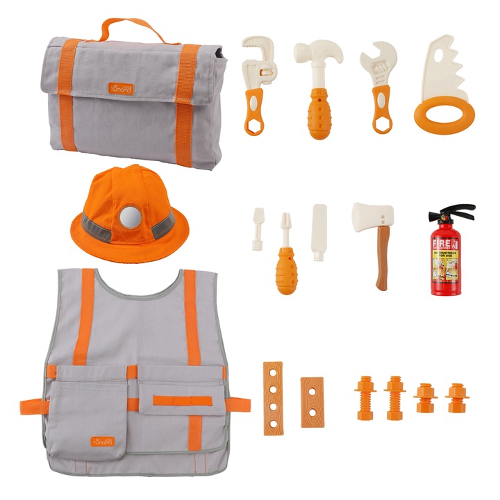 Interaktív készlet gyerekeknek, lehetővé teszi a szerepjátékot, 18 kiegészítő, Tumama®, életkor +3 év, szürke/narancs