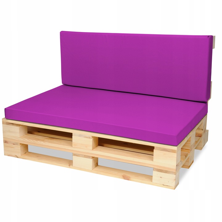 Set Perne banca gradina, terasa, mobilier, Fucsia, husa detasabila, 120x80x8 + 120x40x8 cm, exterior, impermeabila, pentru balansoar, paleti, Superkissen24
