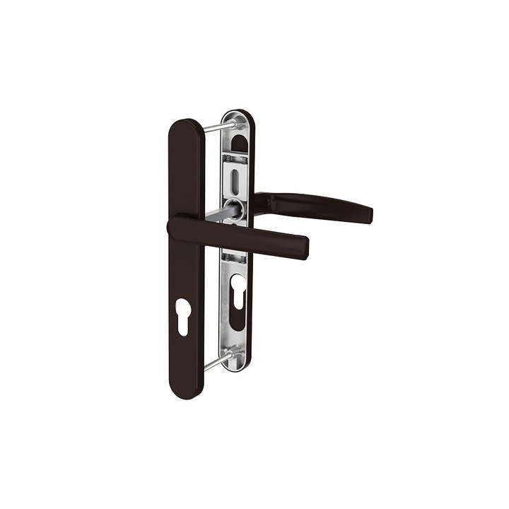 Maner usa termopan, Victory, exterior, asimetric, 92 x 32 mm, material aluminiu, culoare maro RAL8077