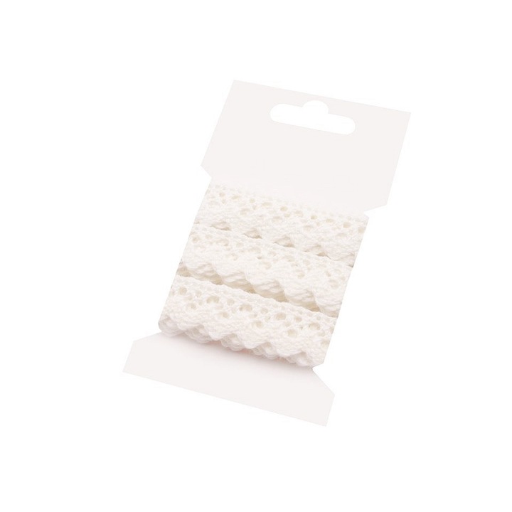 Памучна дантела, 15 мм х 3 м, бяла