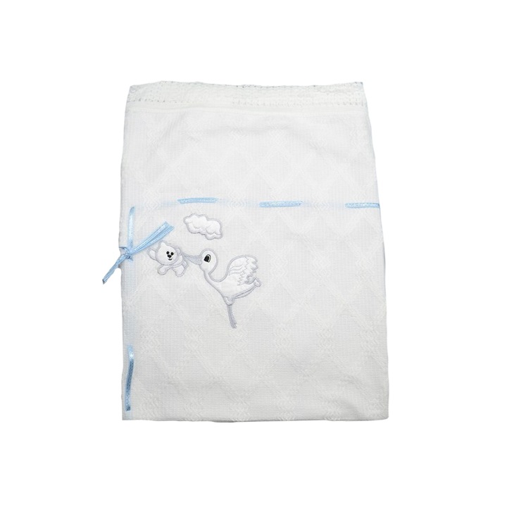 Одеяло 90 х 80 см за момче Mini Junior B213, Бяло