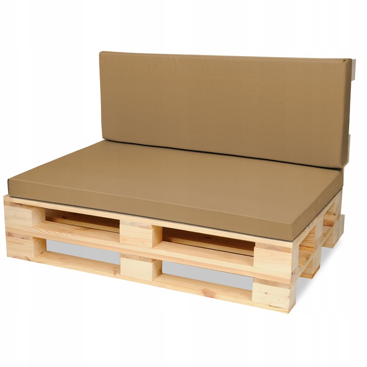 Set Perne banca gradina, terasa, mobilier, Bej, husa detasabila, 120x80 + 120x40 cm, exterior, impermeabila, pentru balansoar, paleti, Superkissen24