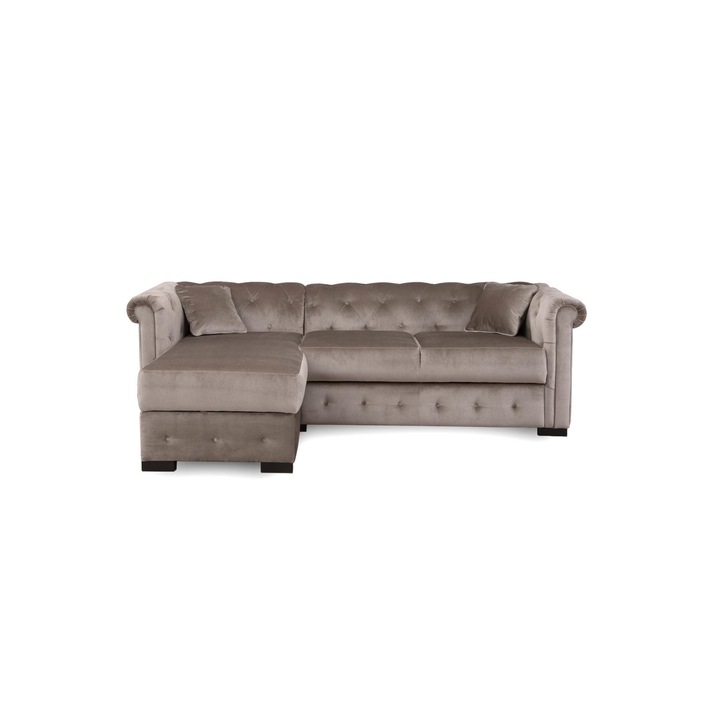 Coltar Basel extensibil cu lada si sezlong stanga, genova luna, bej, 246x92/162x74 cm