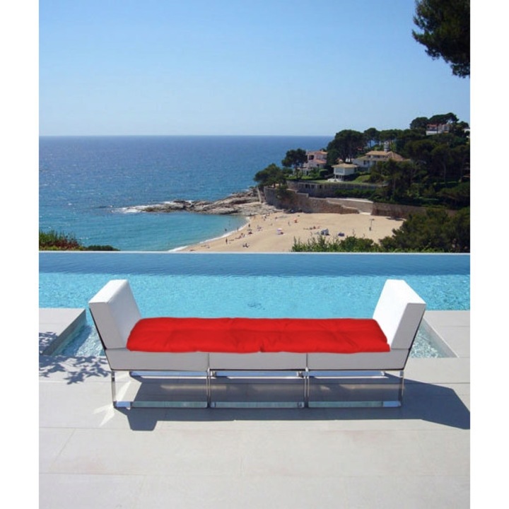 Set Perne banca gradina, terasa, 4 piese, Rosu, 120x38 cm, exterior, impermeabila, pentru balansoar, paleti, banca, Superkissen24