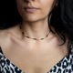Ezera Choker nyaklánc 18 karátos arannyal bevonva, elegáns Vania, fekete achát és Miyuki napkő természetes köveivel, 35 x 4 cm